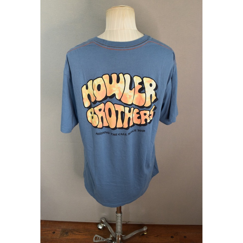 Howler Brothers Graphic T-Shirt Large Blue Short Sleeve Mens Logo Tee READ